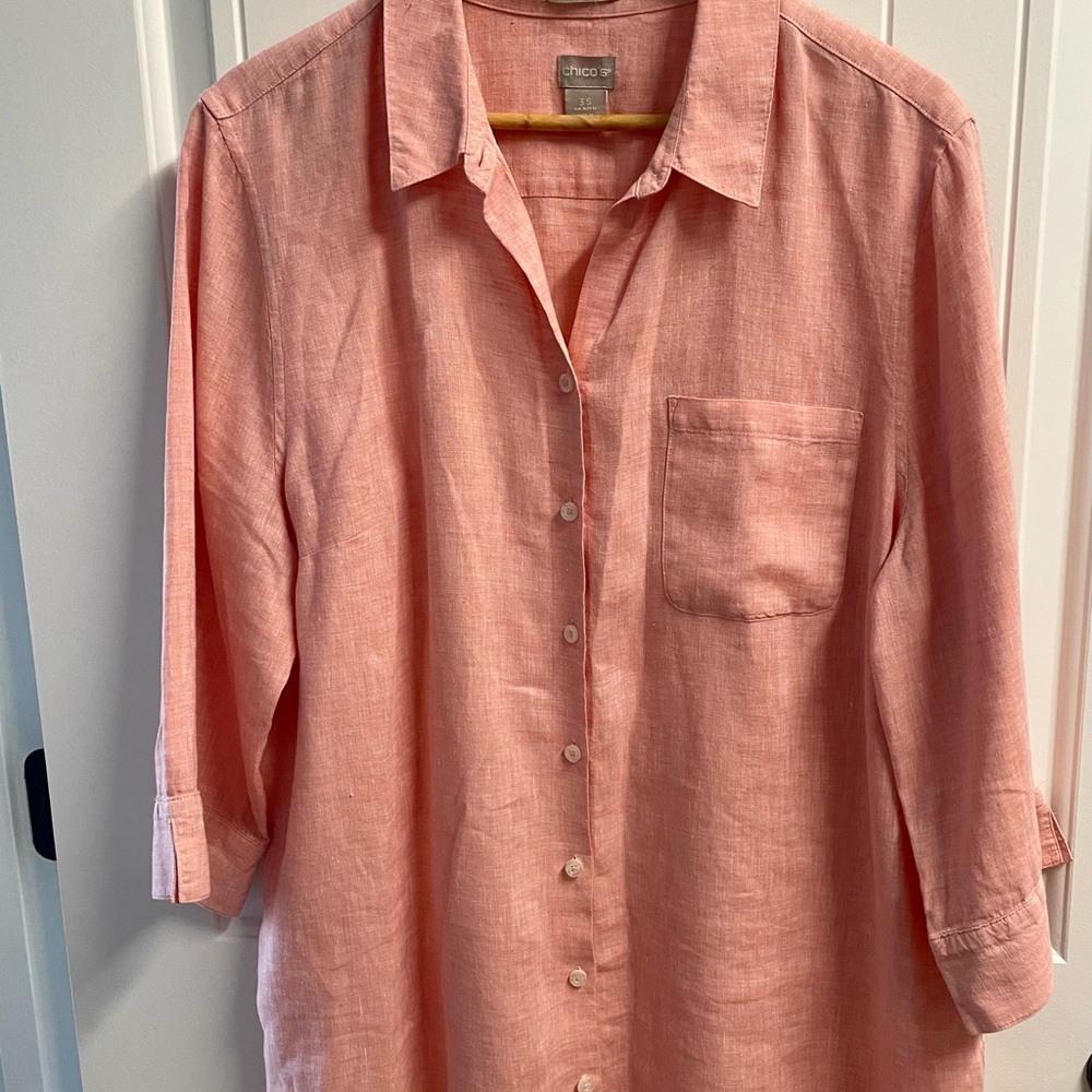 Chico's Peach Button-Up Shirt